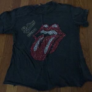 Bedazzled Rolling Stones Distressed Tee